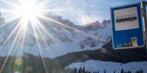 Fermata autobus Lago di Carezza - Inverno | © Alexandra Näckler Fermata autobus Lago di Carezza | © Alexandra Näckler